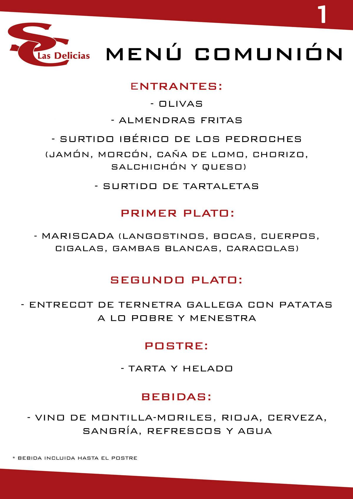 Restaurante Las Delicias - 1º Menú de navidad